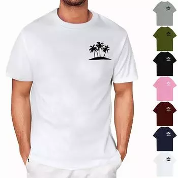 Мужская повседневная футболка свободного силуэта с принтом, круглый вырез, пуловер, короткий рукав, топ L армия зеленый