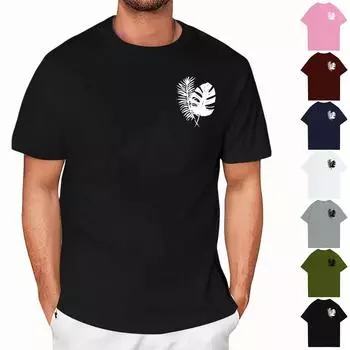 Мужская повседневная футболка свободного силуэта с принтом, круглый вырез, пуловер, короткий рукав, топ XXL винный