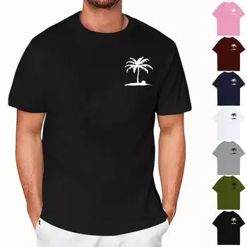 Мужская повседневная футболка свободного силуэта с принтом, круглый вырез, пуловер, короткий рукав, топ XXXL винный