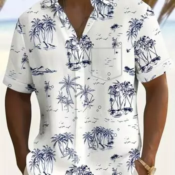Мужская повседневная гавайская рубашка с принтом тропических пальм M