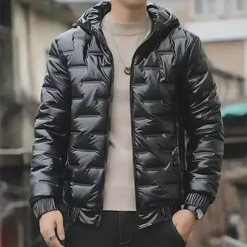 Мужская повседневная хлопковая куртка осень/зима 2024 года - модное пальто с воротником-стойкой для молодежи XL чёрный
