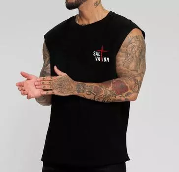 Мужская повседневная хлопковая жилетка с принтом, летняя футболка без рукавов M белый