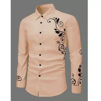 Мужская повседневная и простая модная рубашка с длинными рукавами с принтом, модная уличная мужская приталенная рубашка.