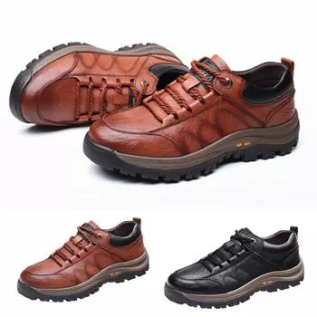 Мужская повседневная износостойкая кожаная обувь с высоким берцем Британская повседневная мужская обувь 39 чёрный