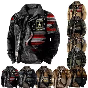 Мужская повседневная камуфляжная спортивная толстовка с длинным рукавом на молнии, свободная хлопковая куртка, пальто XXL