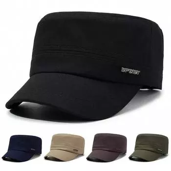 Мужская повседневная кепка Four Seasons из хлопка и твила с плоским верхом, простая кепка с плоским верхом, элегантная бейсболка Shade One Size тёмно-синий