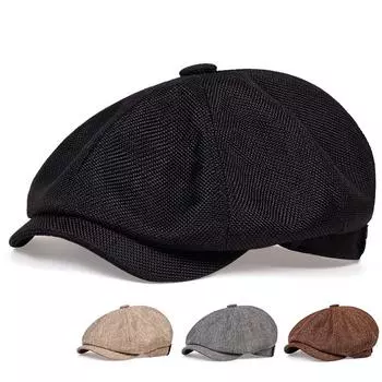 Мужская повседневная кепка газетчика, регулируемые шляпы для папы, весенние и осенние ретро-береты, кепки-береты Ivy, аксессуары чёрный