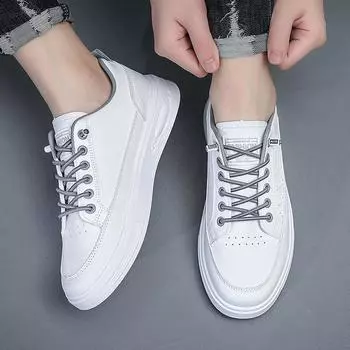 Мужская повседневная классная кожаная обувь Мужская обувь Летние сандалии Кожаные полые дышащие туфли с отверстиями Модная трендовая обувь 39 белый