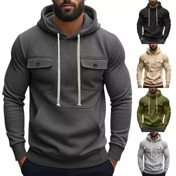 Мужская повседневная кофта с длинными рукавами и воротником-стойкой, с капюшоном и молнией на половину длины, флисовая толстовка в стиле пэчворк XXL