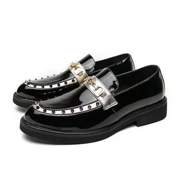 Мужская повседневная кожаная деловая обувь, модные дизайнерские туфли ручной работы на плоской подошве, удобные свадебные туфли для мужчин, роскошная обувь 38 чёрный