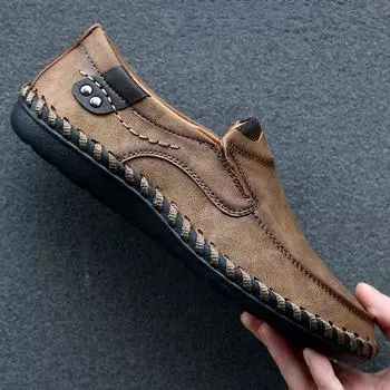 Мужская повседневная кожаная обувь, эластичная и дышащая классическая универсальная модная обувь для отдыха 38 чёрный