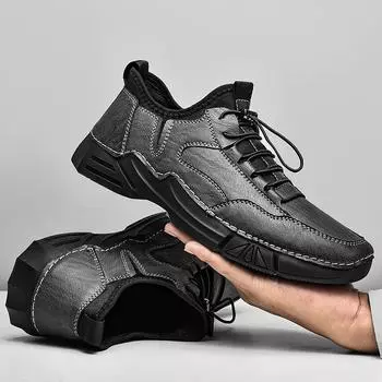 Мужская повседневная кожаная обувь, ботильоны, легкие прогулочные туфли со средним верхом для мужчин 39 серый