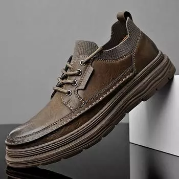 Мужская повседневная кожаная обувь Деловая деловая обувь 39 хаки