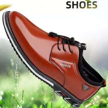 Мужская повседневная кожаная обувь Деловая обувь для мужчин Классическая однотонная модная новая спортивная кожаная обувь 39 чёрный