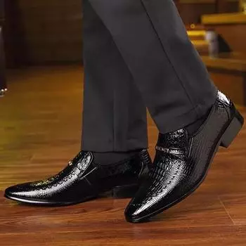 Мужская повседневная кожаная обувь, деловые модельные туфли, туфли-оксфорды в британском стиле, свадебные туфли, большой размер 38-48, Chaussure Homme Cuir 38 чёрный