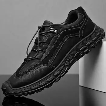 Мужская повседневная кожаная обувь, дышащие кроссовки, прогулочная обувь, модельные туфли на шнуровке, туфли на плоской подошве 39 хаки