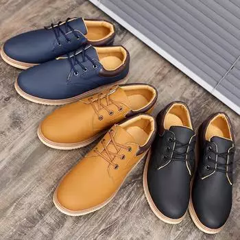 Мужская повседневная кожаная обувь Four Seasons, нескользящие износостойкие мужские лоферы 39 чёрный