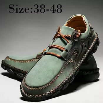 Мужская повседневная кожаная обувь. Кожаные лоферы ручной работы. Лоферы. Мужская обувь большого размера 38-48. 38 чёрный