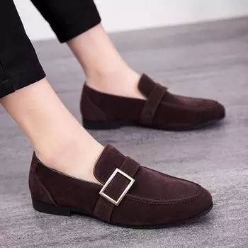 Мужская повседневная кожаная обувь, модные брендовые мужские туфли для вождения, дышащие деловые туфли, элегантные мужские мокасины 38 чёрный