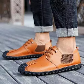 Мужская повседневная кожаная обувь, модные кроссовки на шнуровке для мужчин, мягкая обувь для отдыха, мужская обувь на плоской подошве, удобные мокасины 43