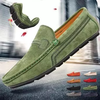 Мужская повседневная кожаная обувь, мягкие дышащие лоферы, мужские лоферы, мокасины для вождения, удобная обувь для отдыха, туфли в горошек, слипоны на плоской подошве 38 оранжевый