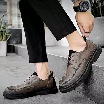 Мужская повседневная кожаная обувь. Мужская модная деловая кожаная обувь. Мягкая и удобная повседневная обувь. Формальная обувь. 38 чёрный