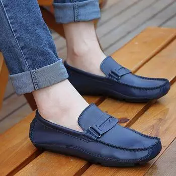 Мужская повседневная кожаная обувь, однотонные мужские лоферы без шнуровки для вождения 39 коричневый