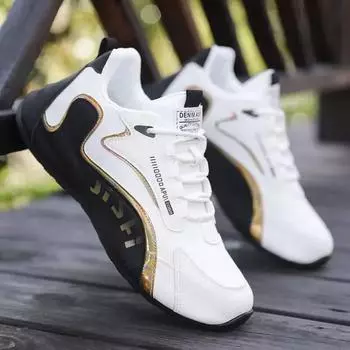 Мужская повседневная кожаная обувь осень/зима 2024 года — легкая, с мягкой подошвой, спортивная, универсальная обувь для путешествий в корейском стиле 40 серый/белый