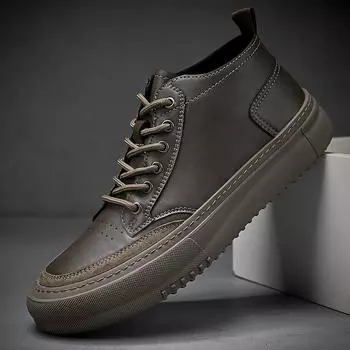 Мужская повседневная кожаная обувь с высоким берцем 39 чёрный