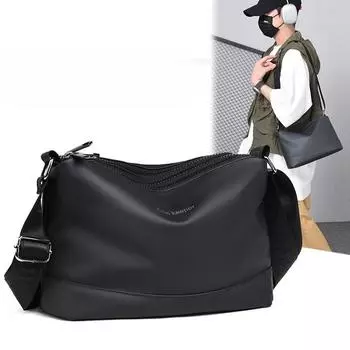 Мужская повседневная кожаная сумка через плечо Film, водонепроницаемая, модная и универсальная, деловая сумка на одно плечо чёрный