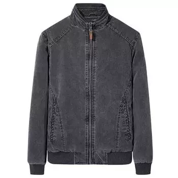 Мужская повседневная куртка большого размера, однотонная, стираная, в стиле ретро, приталенная, с воротником-стойкой, модная мужская куртка L