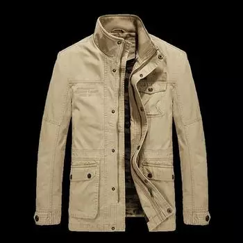 Мужская повседневная куртка из чистого хлопка с воротником-стойкой Мужская куртка S прохладный черный