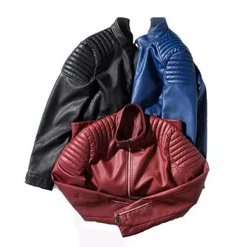 Мужская повседневная куртка Мужская тонкая мотоциклетная куртка Мужская куртка из искусственной кожи Кожаная куртка Мужская куртка в корейском стиле M