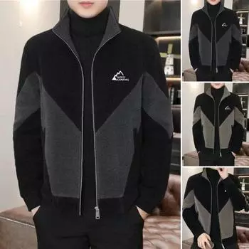 Мужская повседневная куртка на молнии с длинным рукавом и воротником-стойкой, подходящая по цвету L чёрный