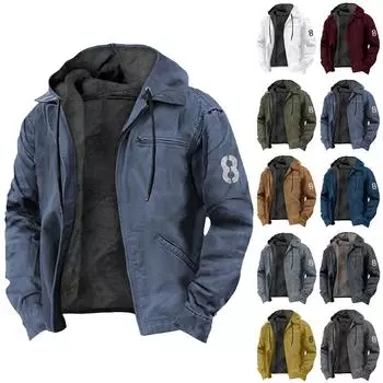 Мужская повседневная куртка на молнии с карманом и капюшоном, мужская однотонная модная теплая куртка XXXL чёрный