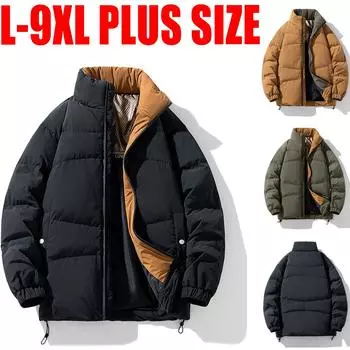 Мужская повседневная куртка-пуховик больших размеров, зимняя мужская утолщенная теплая спортивная куртка на белом утином пуху L-9XL 9XL чёрный