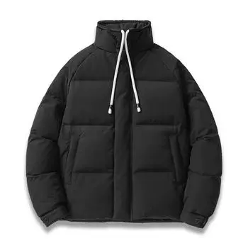 Мужская повседневная куртка-пуховик, мужская универсальная куртка-хлеб, осенне-зимняя теплая модная мужская куртка с воротником-стойкой, однотонная M