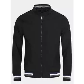 Мужская повседневная куртка-пуховик на молнии больших размеров, весна-осень, спортивные однотонные мужские куртки, мужские полосатые пальто с воротником-стойкой M(50-55kg) чёрный