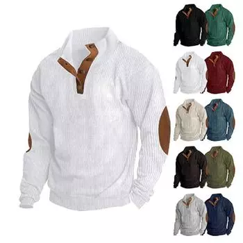 Мужская повседневная куртка-пуловер с длинными рукавами и свободным воротником S хаки