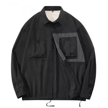 Мужская повседневная куртка, рубашка, универсальная рабочая одежда, большой карман, лацкан, куртка средней длины XXXXXL