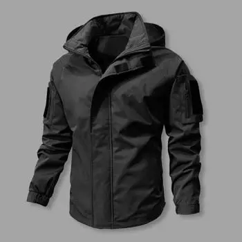 Мужская повседневная куртка с капюшоном и длинным рукавом, ветрозащитная куртка с несколькими карманами, застежка-молния на ленту, тренчкот M хаки