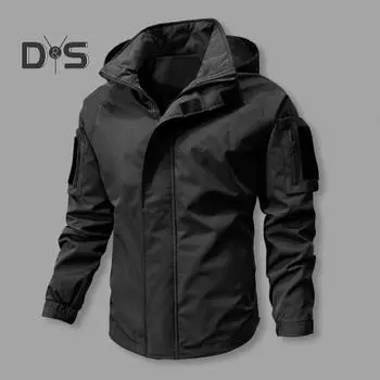 Мужская повседневная куртка с капюшоном и длинным рукавом, ветрозащитная куртка с несколькими карманами, застежка-молния на ленту, тренчкот M зелёный