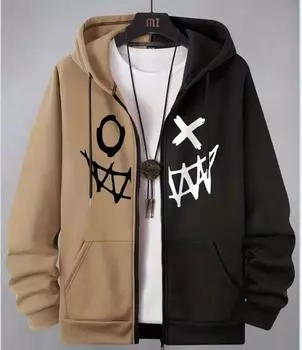 Мужская повседневная куртка с капюшоном и открытой молнией, выполненная в технике 3D-цифровой печати, спортивная толстовка с длинными рукавами, мужской топ M