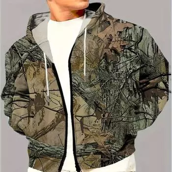 Мужская повседневная куртка с капюшоном и открытой молнией, выполненная в технике 3D-цифровой печати, спортивная толстовка с длинными рукавами, мужской топ M