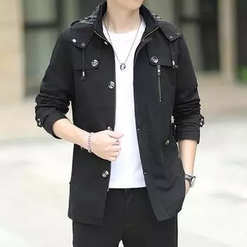 Мужская повседневная куртка с капюшоном осень-зима новый корейский стиль модная тонкая универсальная рабочая одежда M