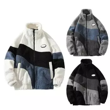 Мужская повседневная куртка с карманами из овчины R Fashion Cashmerematching Loose Warm Cotton-Sticked Jacket L чёрный