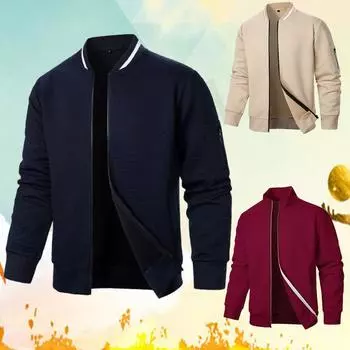 Мужская повседневная куртка с воротником-стойкой, свободное пальто, мужские легкие спортивные толстовки Yasheng S вино красного