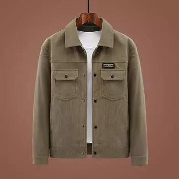 Мужская повседневная куртка Tooling с несколькими карманами, вельветовая куртка с полосатыми лацканами, топ в стиле ретро с длинными рукавами, универсальная M