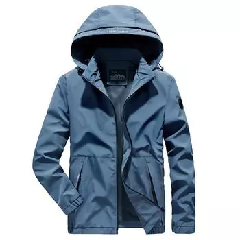 Мужская повседневная куртка весна-осень тонкая свободная с капюшоном средне-быстросохнущая куртка для папы M