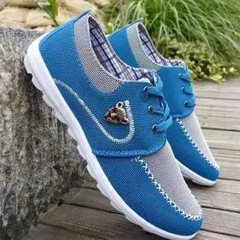 Мужская повседневная легкая обувь для вождения, дышащие туфли-лодочки, большие размеры, лоферы на плоской подошве 43 синий